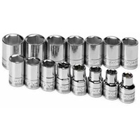 SK Tools 1955 Socket Set, 1/2 Inch, 6 Point, 15 Piece, Metric