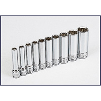 SK Tools 4950 10-Pc 1/4"Dr, 12 Pt Deep Socket Set - SAE