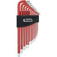 Titan 12713 13-PC Extra-Long Arm Ball Tip Hex Key Set, SAE 