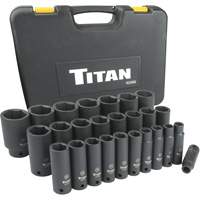 Titan 42406 26-Piece 1/2" Drive 6 Point Metric Deep Impact Socket Set