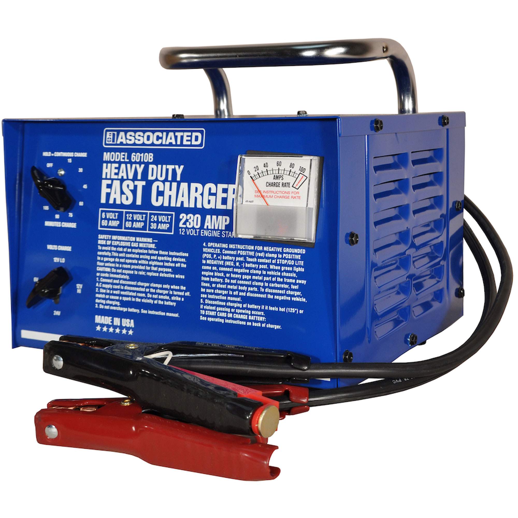 Associated 6010B HeavyDuty Car Battery Charger, 6/12/24 Volt, 60/60/30