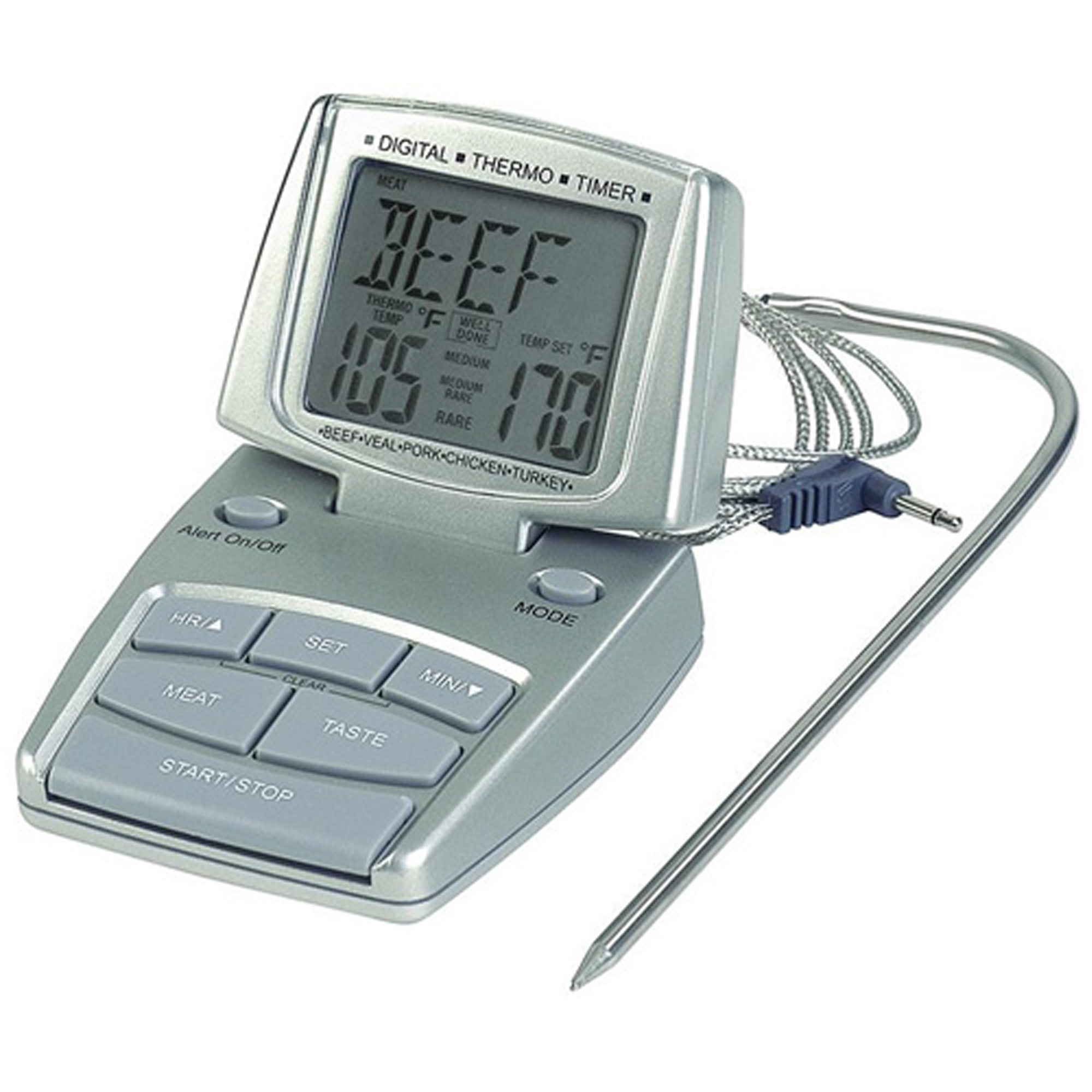 Bios Pre-Programmed Cooking Thermometer and Timer Gray