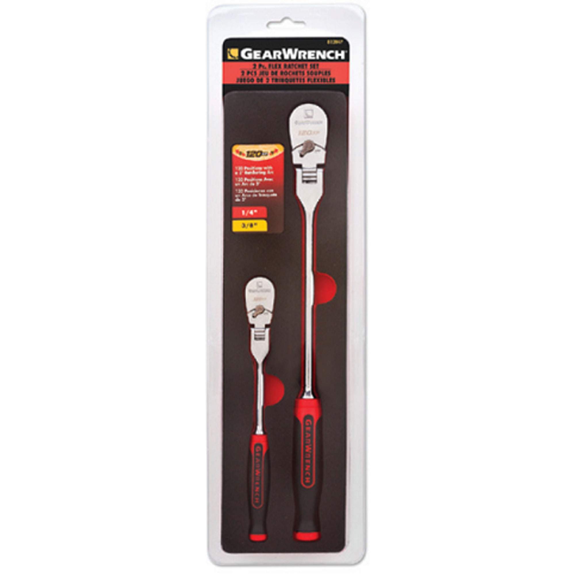 GearWrench 81204P 2 Pc Flex Head 120xp Ratchet Set With Comfort Grip