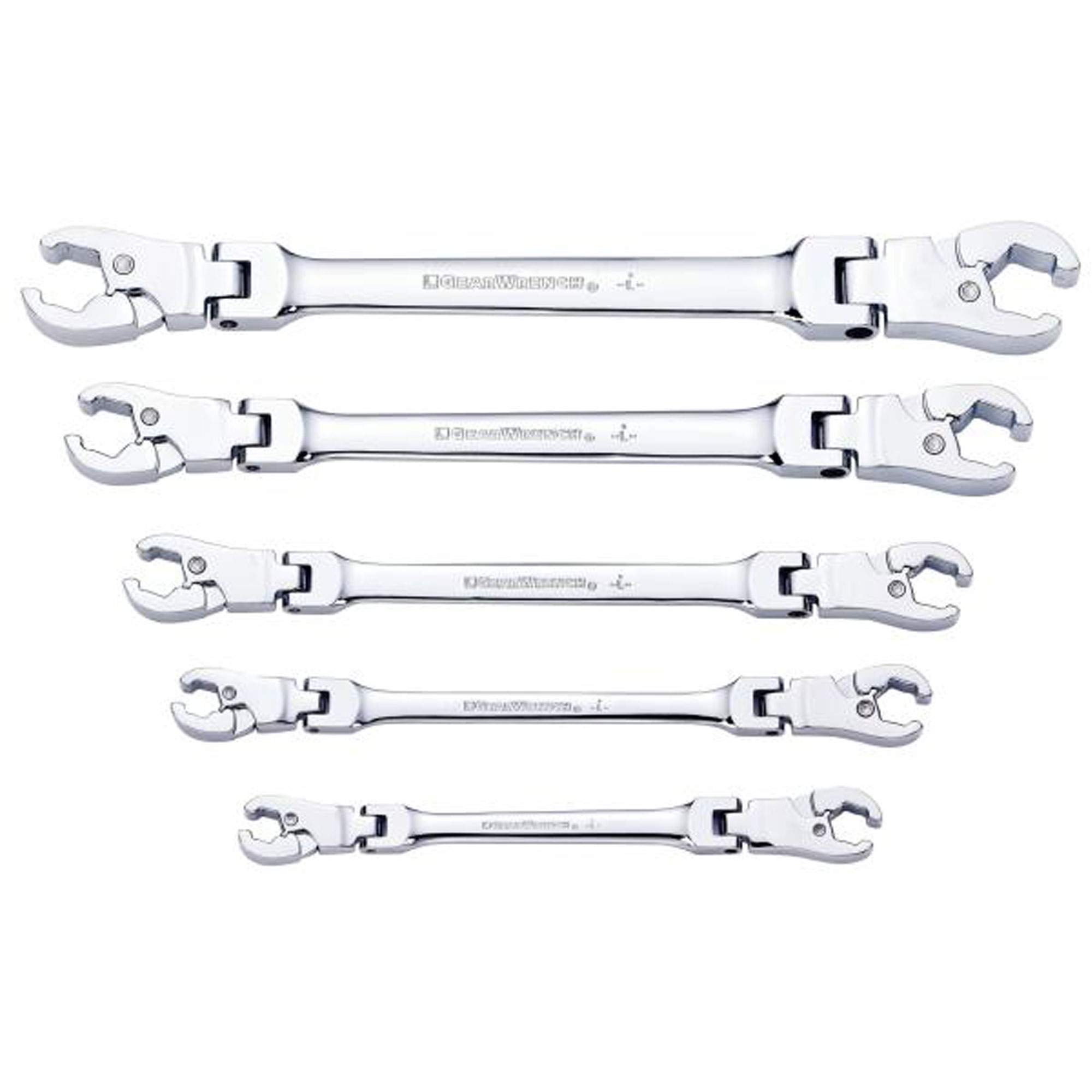 GearWrench 89100 5 Pc SAE Ratcheting Flex Flare Nut Wrench Set