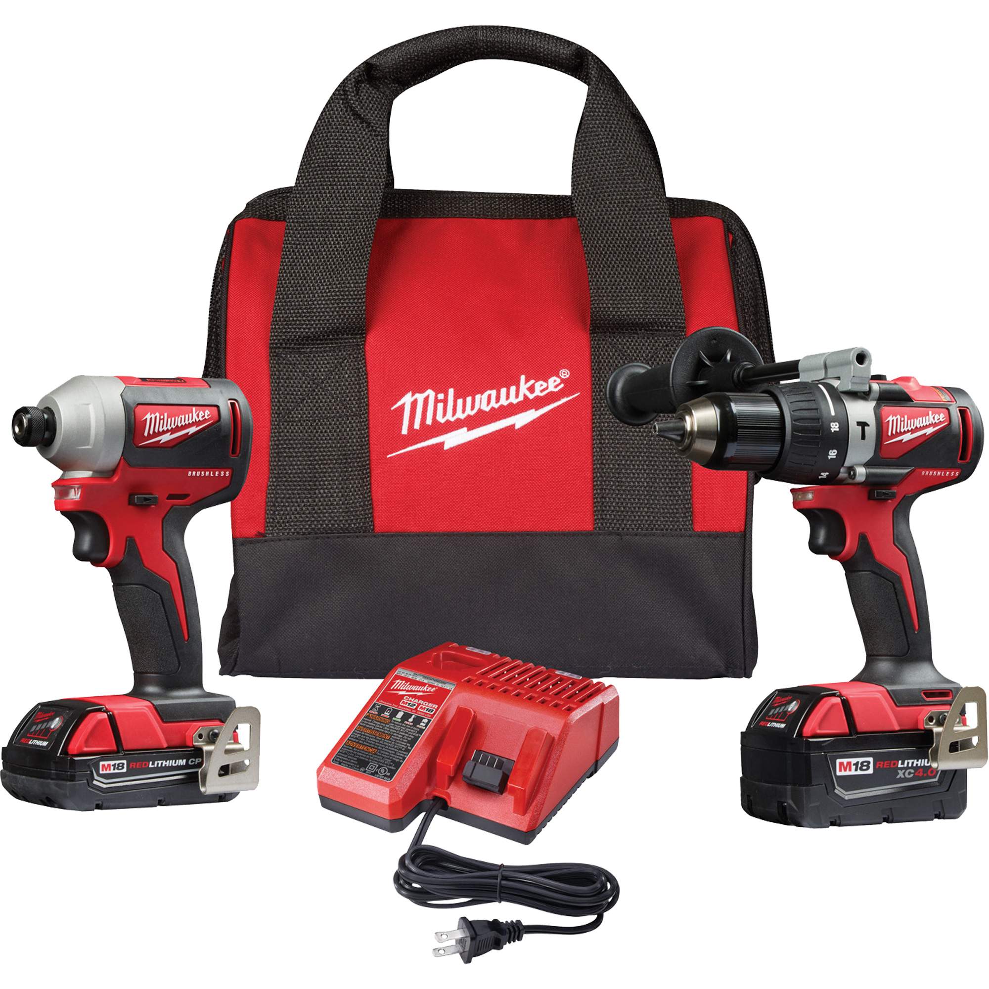3693-22CX - Milwaukee 3693-22CX - M18 Compact Brushless Lithium-Ion Hammer Drill & Impact Driver Kit